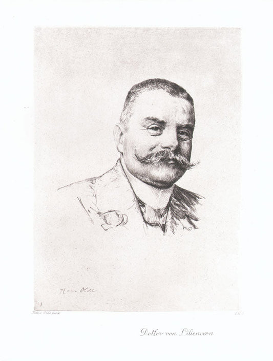 Portrait von Detlev von Liliencron Kunstdruck Tiefdruck