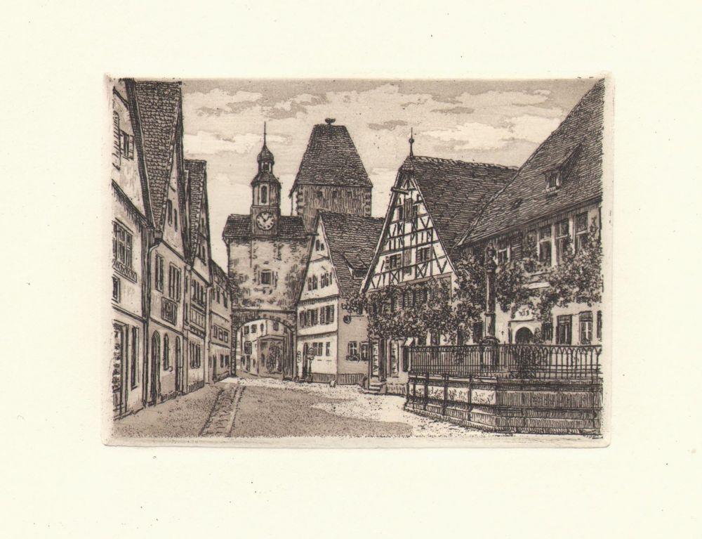 Stadtansicht von Rothenburg Kunstdruck Tiefdruck